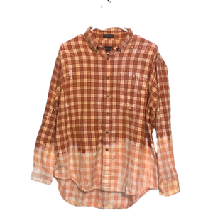 Upcycled unisex bleached flannel Van Heusen size large